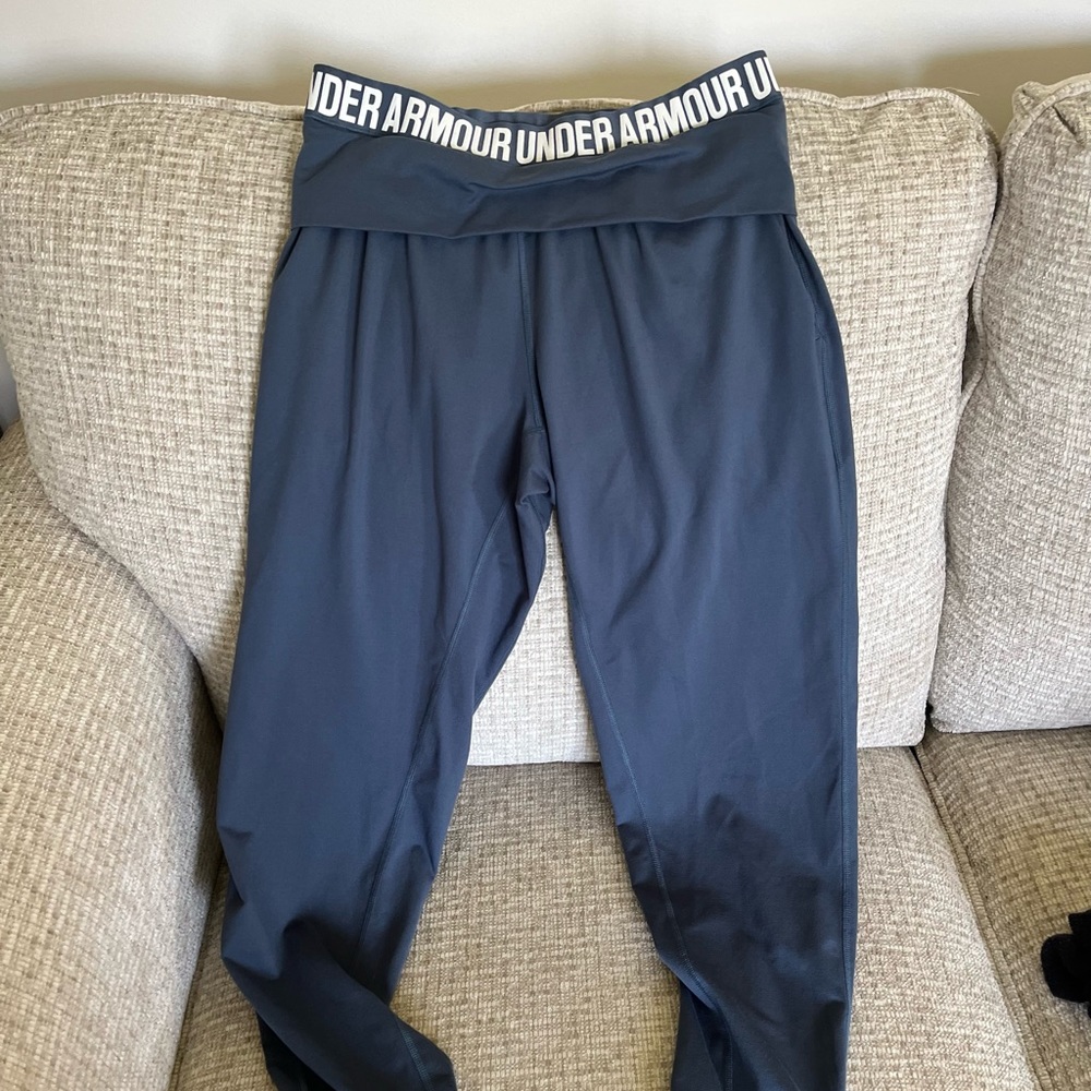 Under Armour joggers, blue/gray, small.